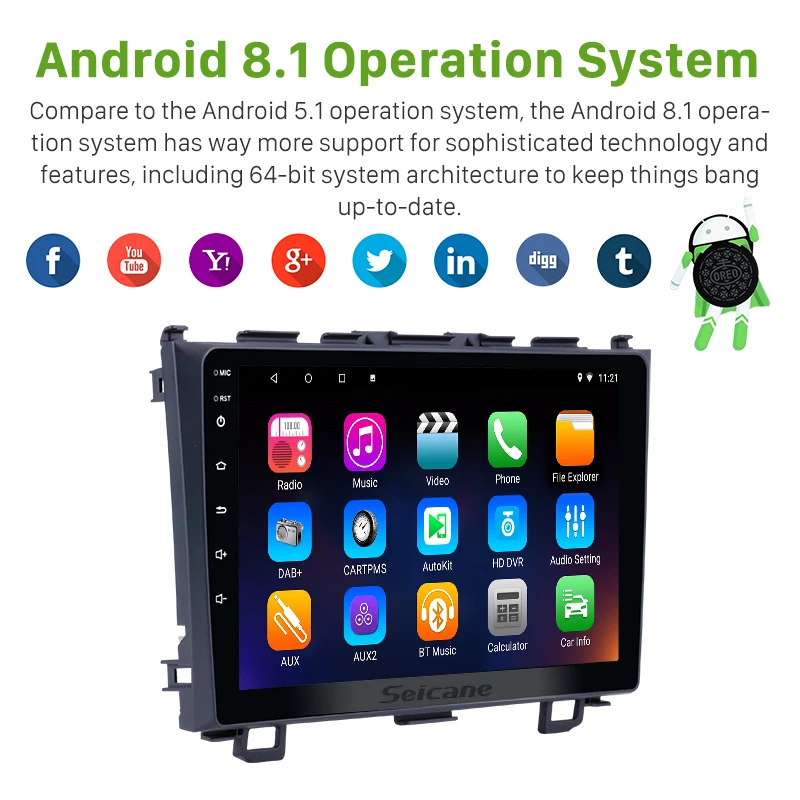 Seicane " Android 9,0 2.5D Автомобильная магнитола gps навигация магнитофон для 2006 2007 2008 2009-2011 Honda CRV 1080P Поддержка OBD2