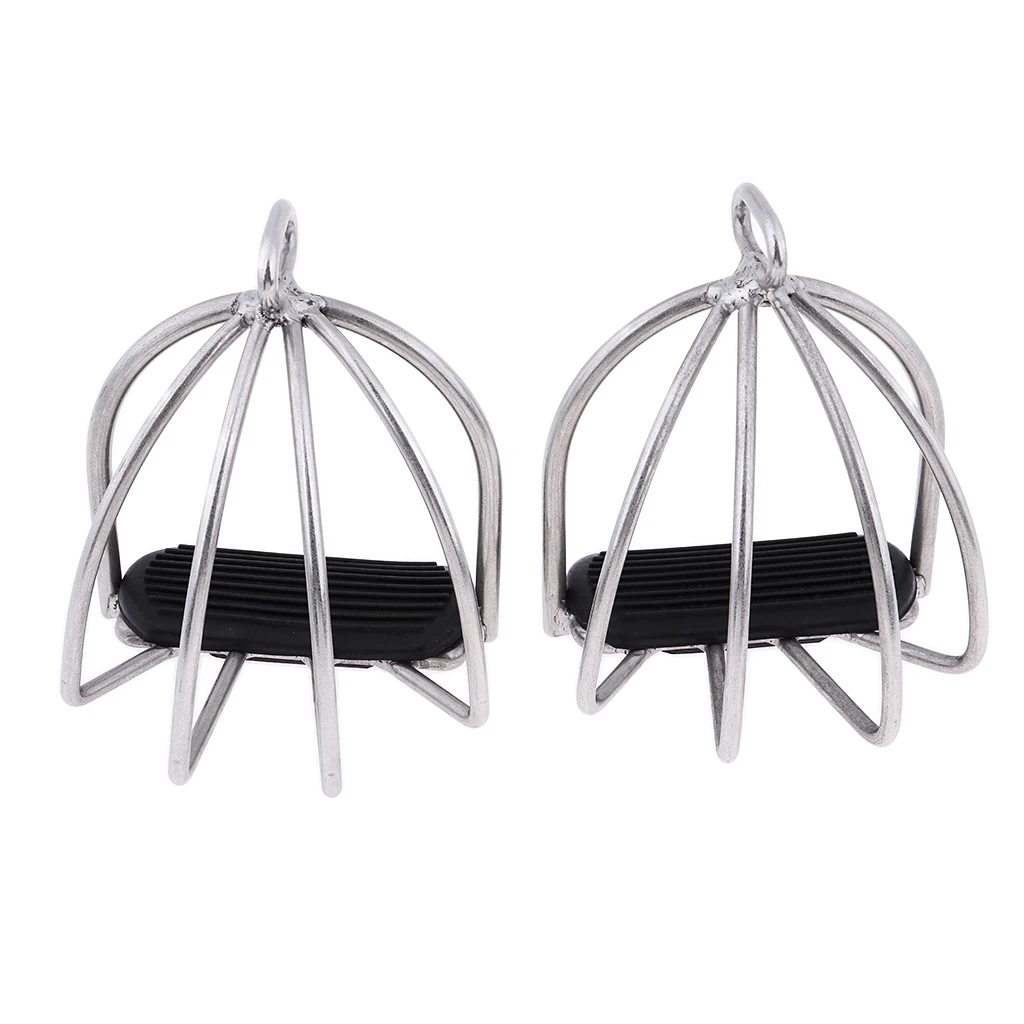 

STAINLESS STEEL ENDURANCE FLEX RIDE CAGED SAFETY STIRRUPS EQUESTRIAN