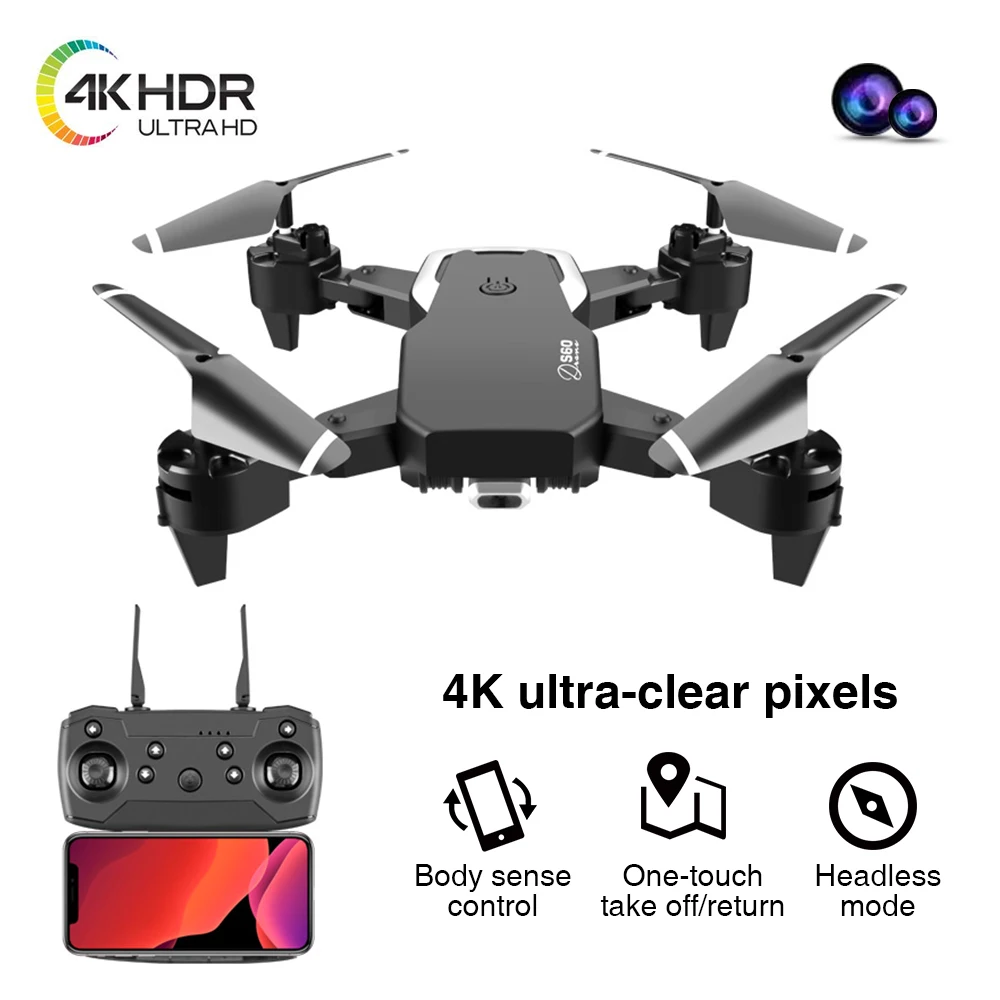 

Дрон S60, 2 камеры 4K HD, широкоугольный, WiFi, FPV, складной