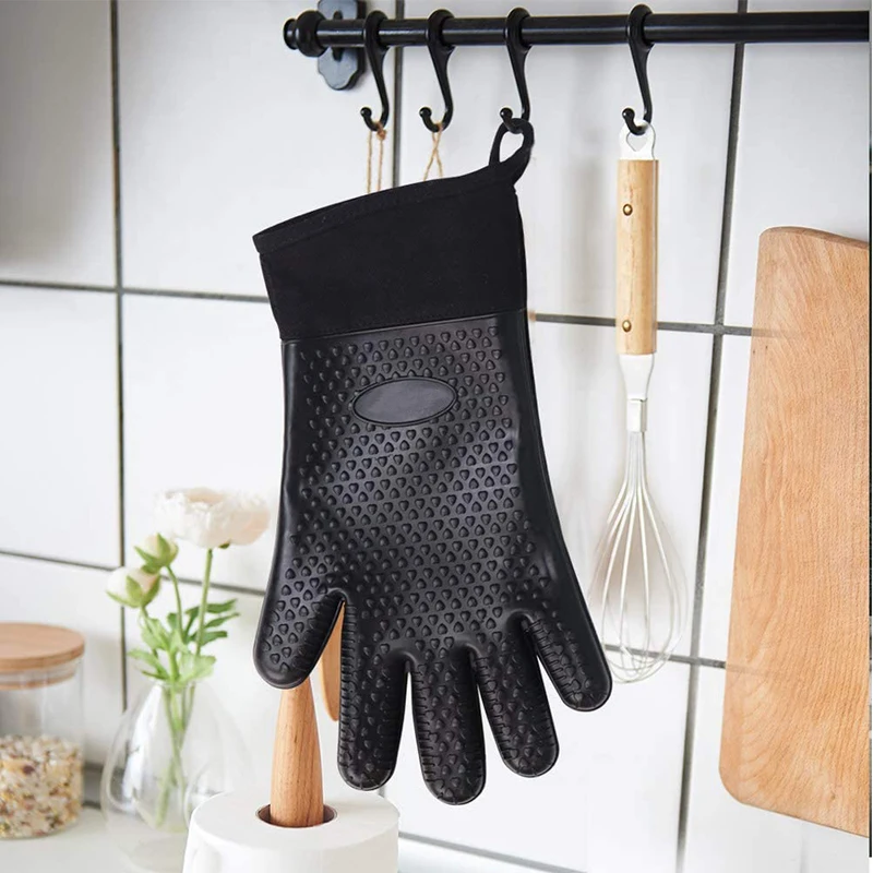 

1/2PCS Food Grade Heat Resistant Silicone Kitchen Barbecue Oven Glove Cooking BBQ Grill Glove Oven Mitt Baking Glove