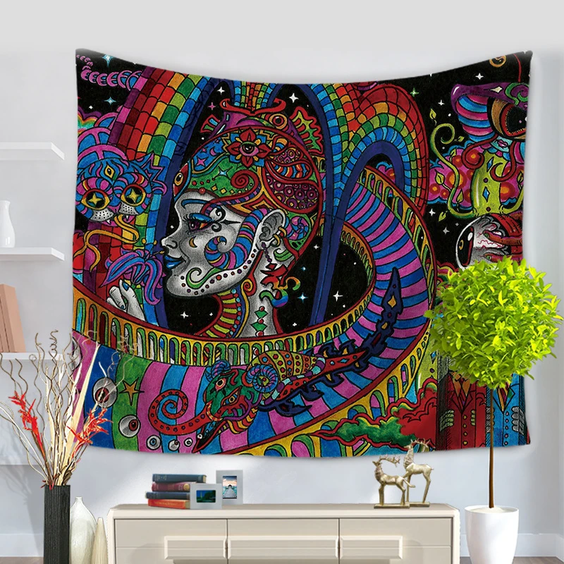 Настенный гобелен с психоделическим рисунком подвесные гобелены прямоугольник