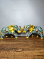 11 tibet buddhism old bronze cloisonne enamel elephant statue a pair lucky peace and prosperity african elephant ornaments