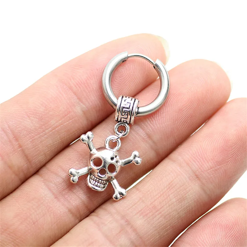 Готические панк серьги с черепом и крестом для мужчин ювелирные изделия в стиле
