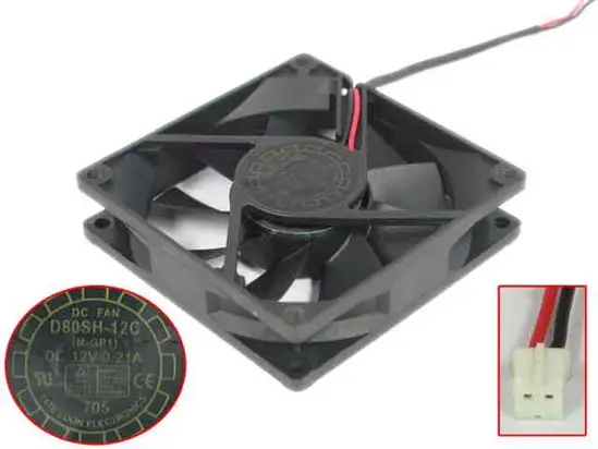 Yate Loon D80SH-12C DC 12V 0.21A 80x80x20 мм 2-проводной Вентилятор охлаждения сервера