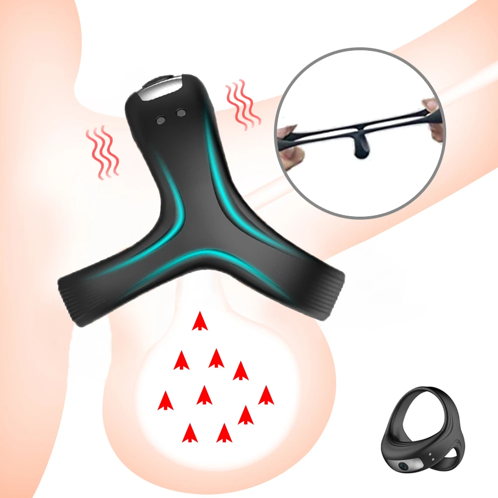 10-частотное вибрирующее кольцо на член мужское для задержки эякуляции мошонки