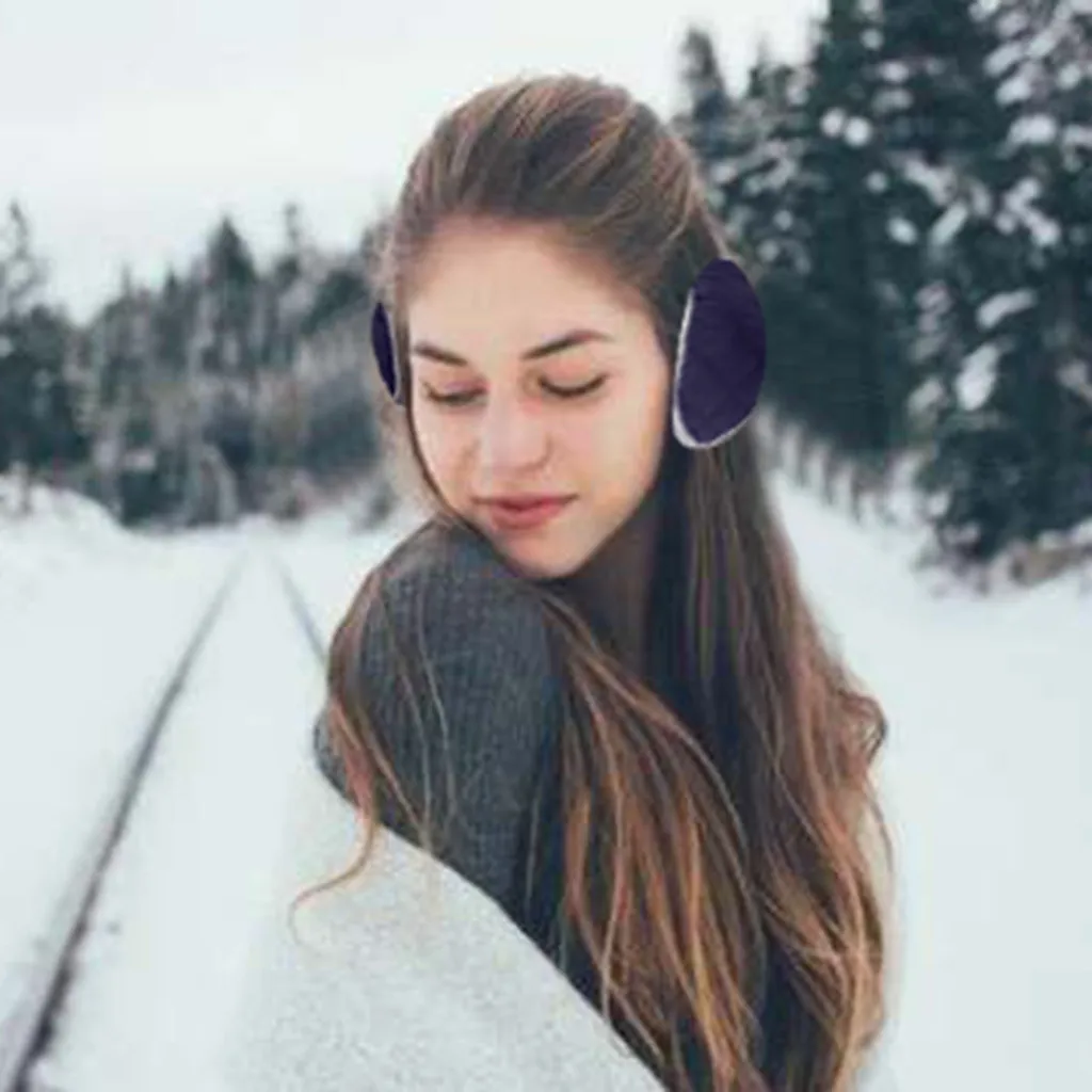 Новые однотонные женские Наушники меховые наушники Унисекс Складные зимние наушники зимние отражающие теплые Плюшевые Головные уборы#3