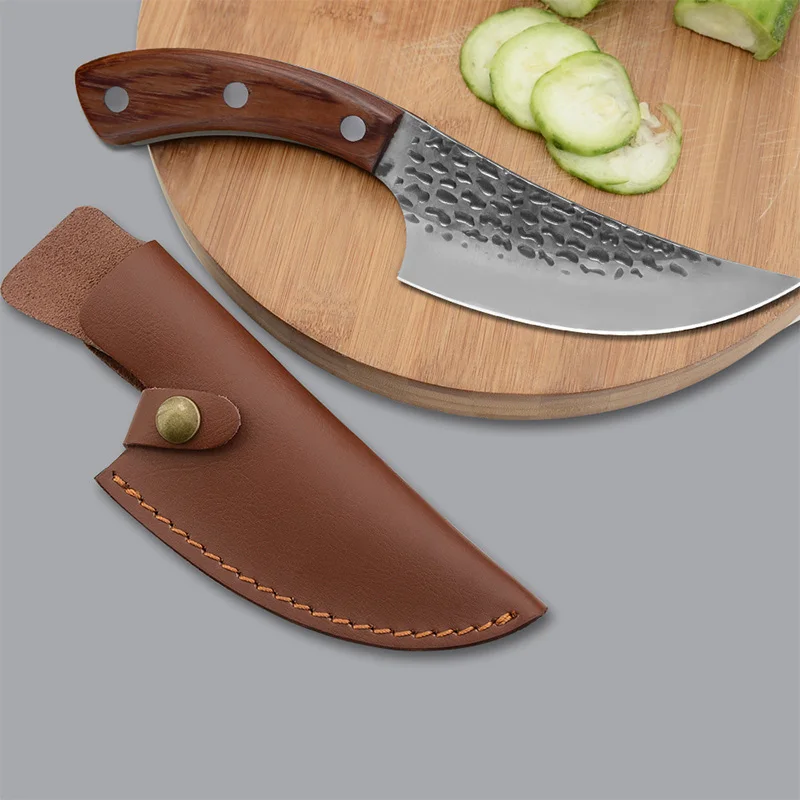 Кованый нож для мясника ручной работы сербский из высокоуглеродистой стали 5