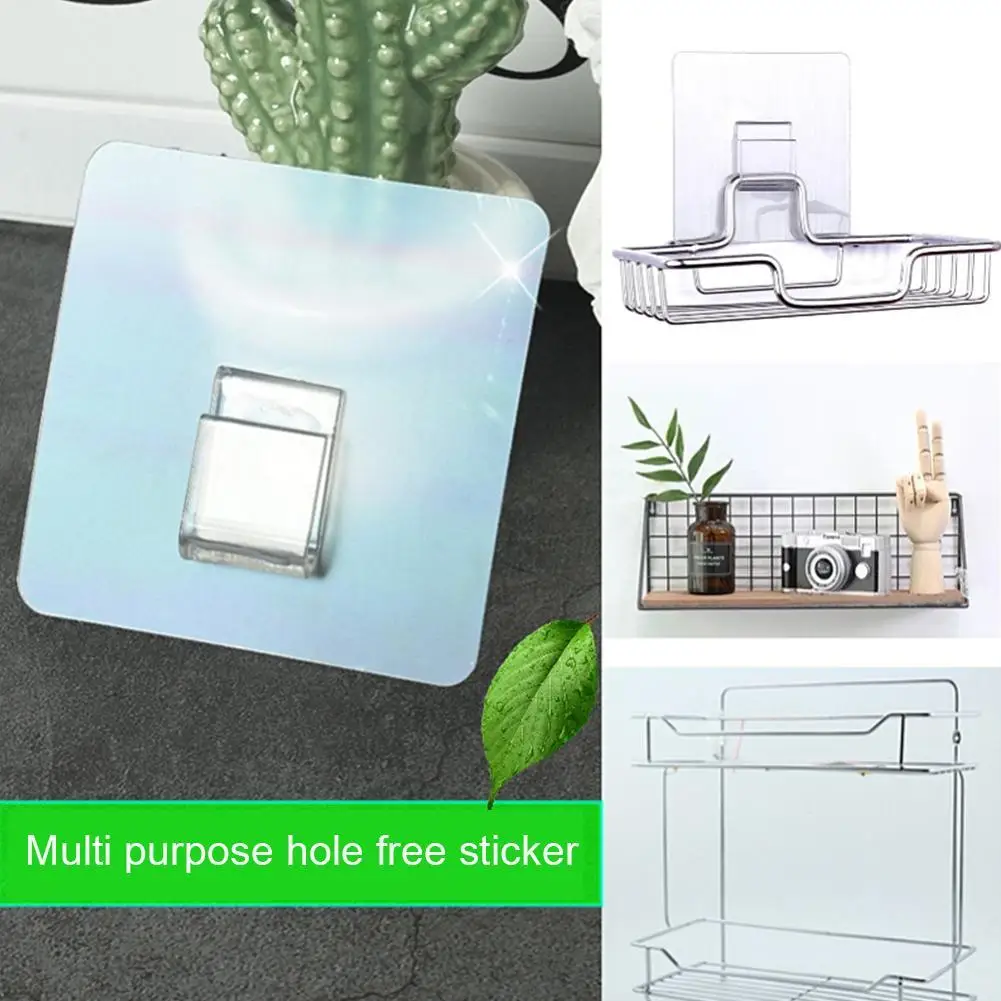 

10PCS Punch-Free Seamless Hooks Wrought Iron Mesh Storage Hook Shelf Suction Steel Hook Cup Transparent Wire H8B9