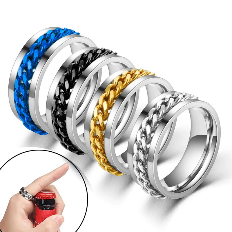 8 мм Титан Сталь вращающаяся цепь кольца для Для мужчин женщин снятие стресса