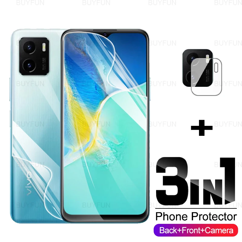 

3-в-1 Гидрогелевая пленка для vivo Y15s 6,51 дюймов HD Передняя + Задняя Защита экрана для vivo Y15a vi vo vavo Y 15s Y15 a пленка для объектива камеры