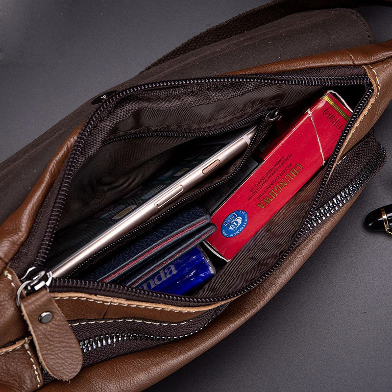 

Brand New Design Fashion Men's Bag Genuine Leather Casual Unisex Chest Bags Male Travel Tide Shoulder Bag Crossbody Pocket Bolsa