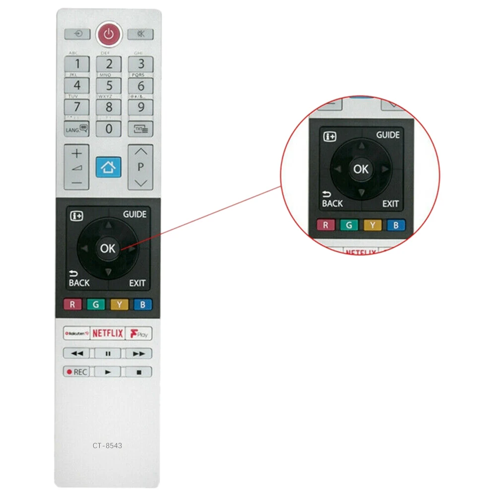 

Suitable for Toshiba TV TOSHIBA CT-8543 remote control with netflix Fplay key