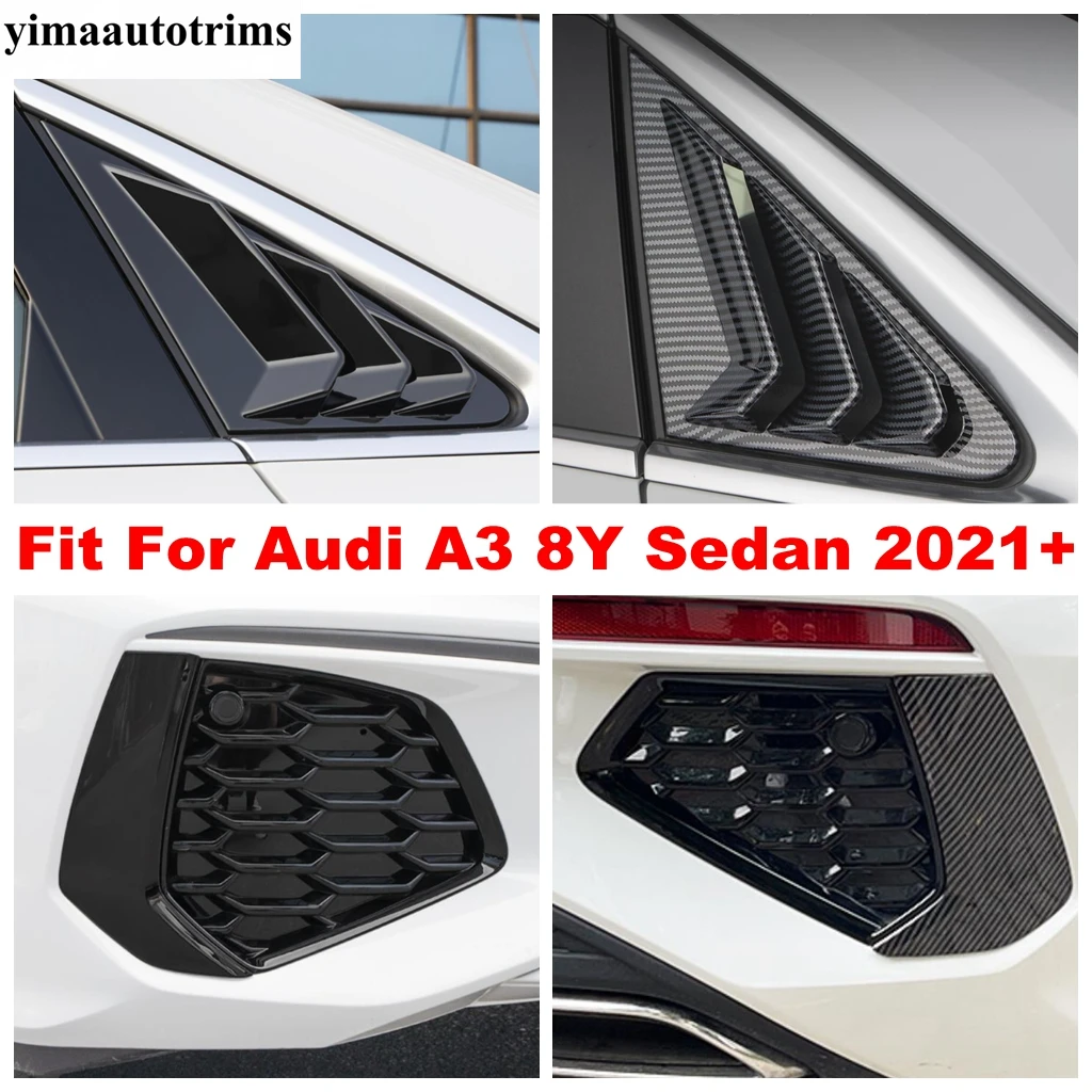 

Car Rear Window Triangle Shutters / Front Rear Fog Light Eyebrow Eyelid Cover Trim ABS Chrome Exterior For Audi A3 8Y Sedan 2021