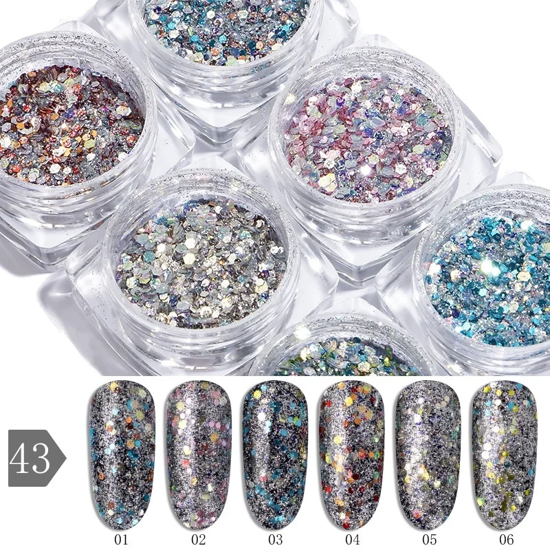 6 шт./компл. красочные свободные порошок ярко-розовый маленький лазерный Красивая