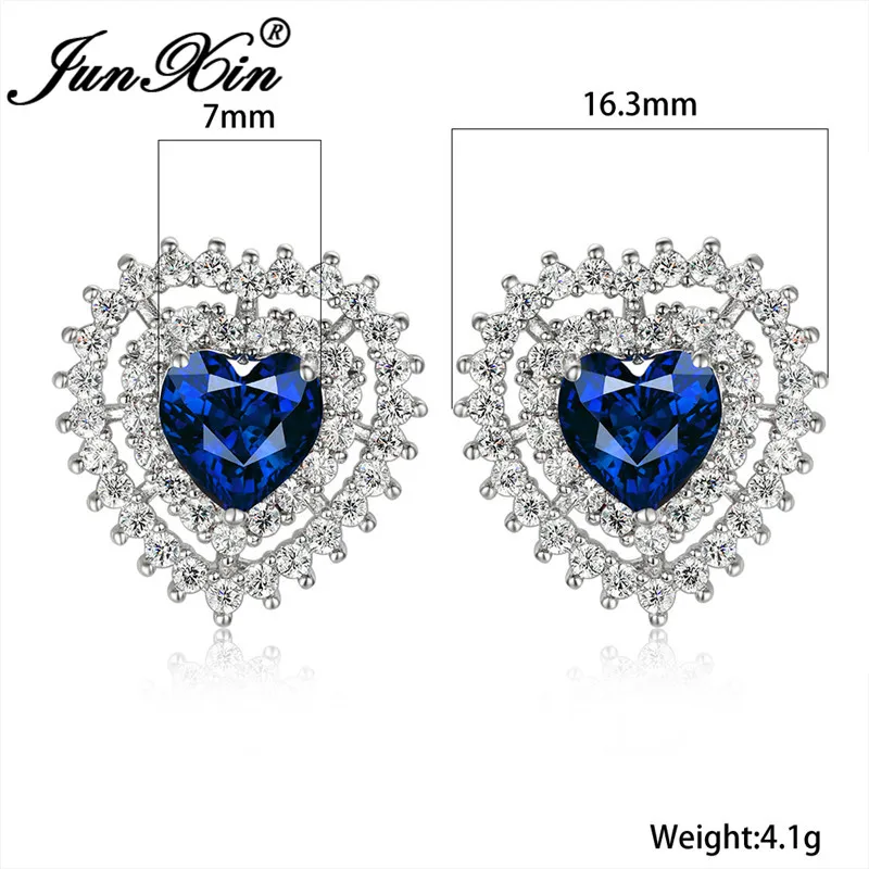 Серьги гвоздики в стиле бохо с кристаллами форме сердца для женщин королевский