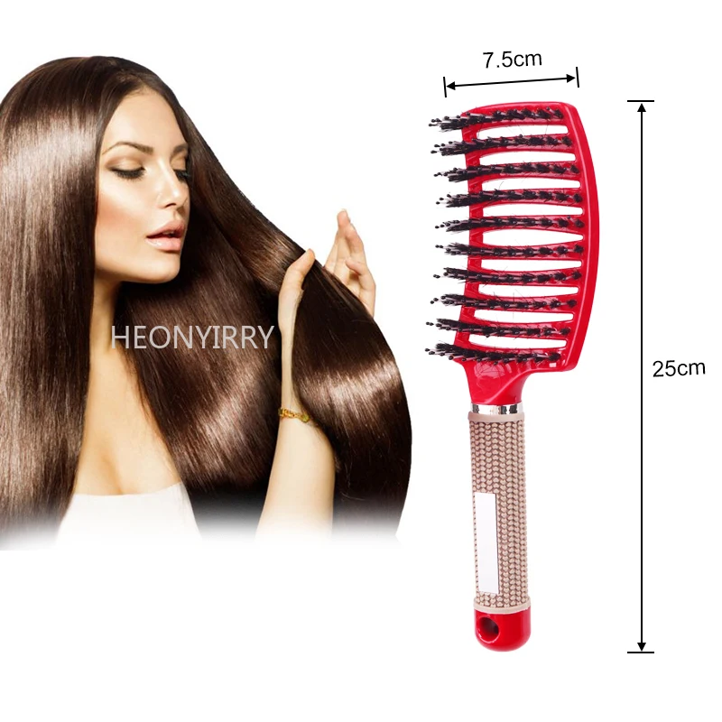 

Girls Hair Scalp Massage Comb Hairbrush Bristle Nylon Women Wet Curly Detangle Hair Brush for Salon Hairdressing Styling Tools