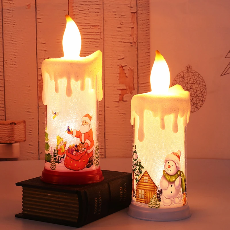 Conduziu a Vela Lâmpadas de Iluminação de Natal Alimentado por Bateria Adereços de Natal Ornamentos de Mesa Mini Natal Lanterna Elementos Padrão