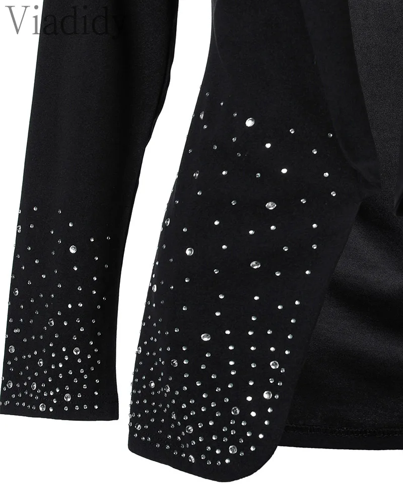 Женский элегантный Блейзер Стразы с воротником-шалью и длинным рукавом