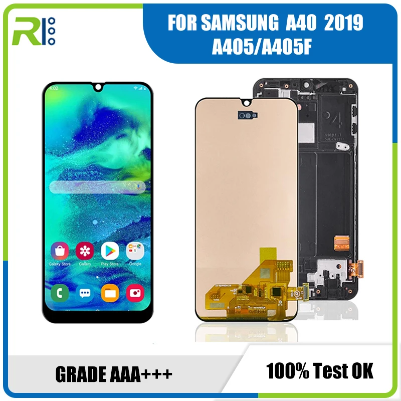 

100% Super AMOLED для Samsung A40 LCD 2019 A405 ЖК-дисплей сенсорный экран дигитайзер монтаж с рамкой запасные части для ремонта