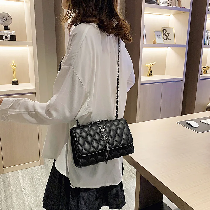

New Ladies Chain Bag Fashion Casual Pu Rhombus One Shoulder Messenger Bag