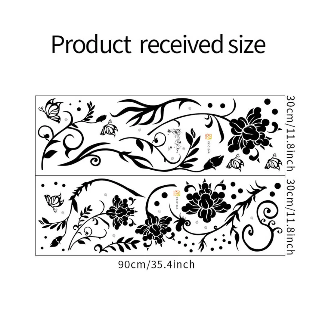 

A Set Of Wall Stickers Flower Vine Removable Black Butterfly Wall Stickers Wall Decals Art Decor High Quality