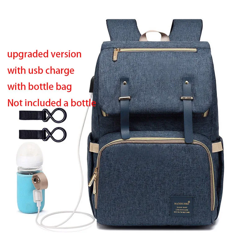 USB Blue Сумка для подгузников, рюкзак для мамы,, USB, уход за ребенком, сумки для подгузников для кормления, модный дорожный рюкзак для подгузников для коляски, комплект - Цвет: USB Blue