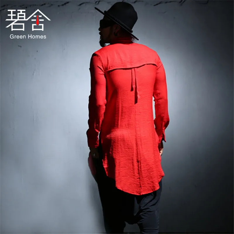 High quality men's wear  long-sleeve self-cultivation personality trend youth cotton and linen