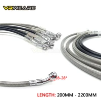 200 2200mm motorcycle hydraulic brake hose line black silver braided cable 10mm banjo pipe for suzuki kawasaki yamaha honda atv