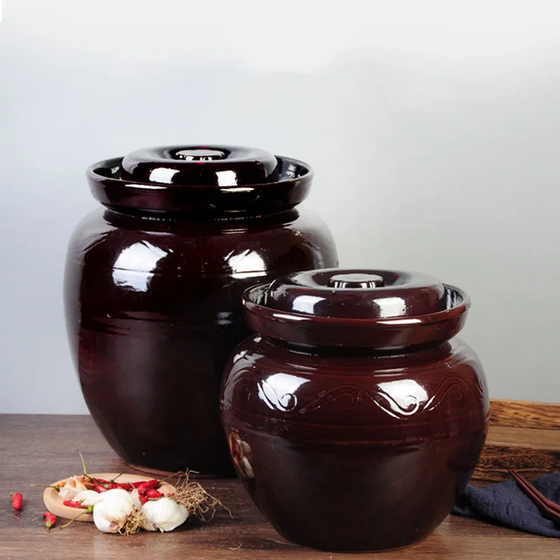 

Sichuan Pickled Jar Thicken Ceramic Kimchi Jars Chinese Household Vegetables Pickle Pickling Container Food Sealed Storage Tank