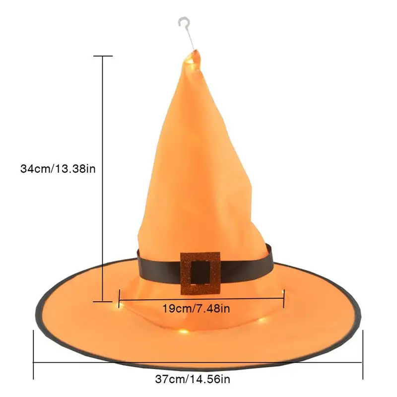 

Halloween Witch Hat With LED Light Glowing Witches Hat Hanging Halloween Decor Suspension Tree Horror Glowing Hat For Kids