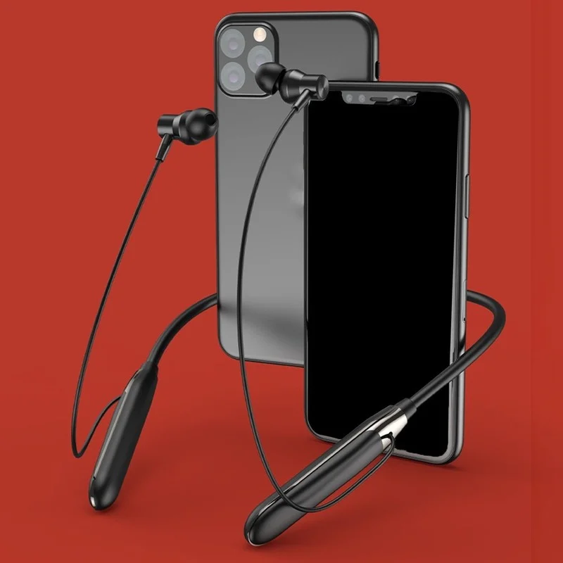 

Wireless Bluetooth5.0 Neckband Earphones Black Sports Binaural Stereo Magnetic Headset In-ear Physical Noise Reduction Earphone