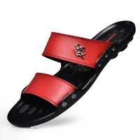 mazefeng 2018 summer shoes high quality men sandals slip on leather beach mens slippers platform black male sandals rubber shoes