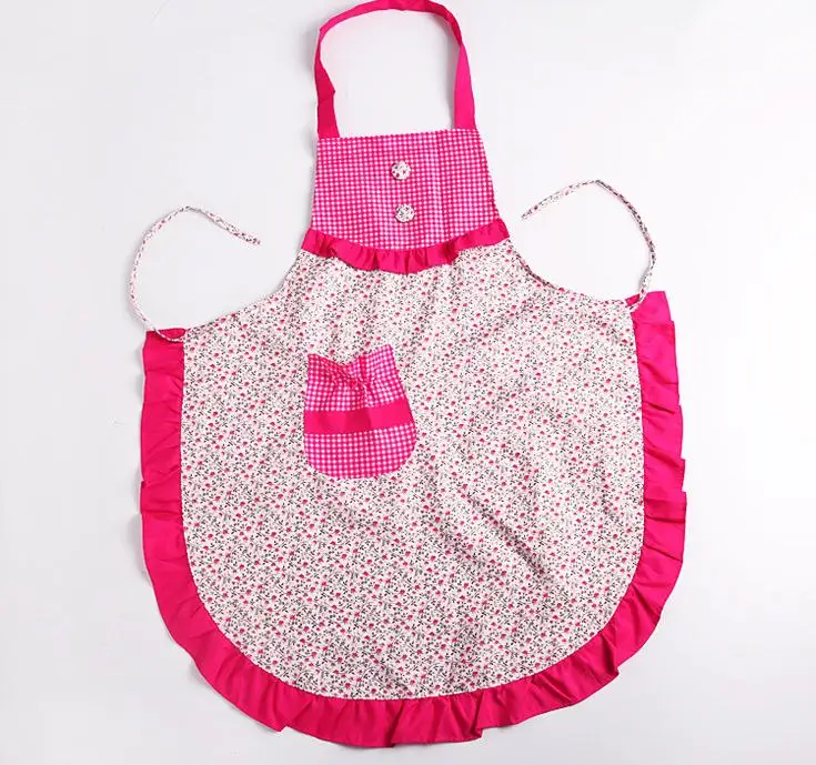 

Floral Cooking Apron Restaurant Bib Apron With Pocket Cute Hanging Neck Strap Aprons 6 Colors Wholesale