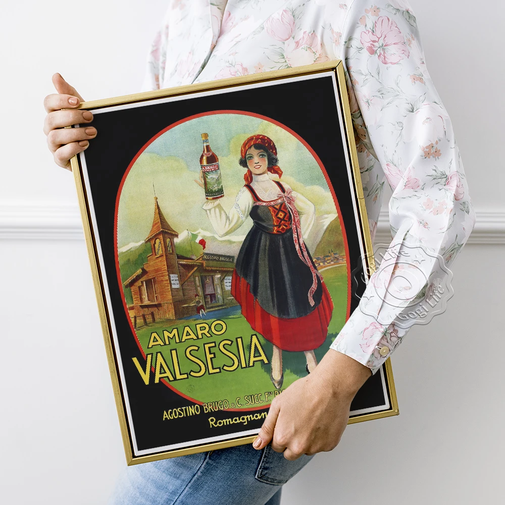 

Gros Monti And Cie Design Advertising Poster, Italy Amaro Valsesia Publicity Art Prints, Vintage European Canvas Painting Decor