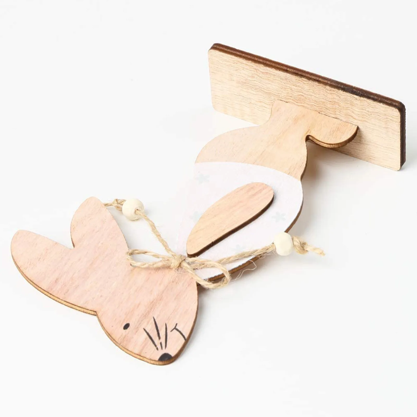 

Wooden HAPPY EASTER Party Decoration Wood Bunny Desktop Ornament Cute Easter Wooden Craft Ornaments for Home Office Decor