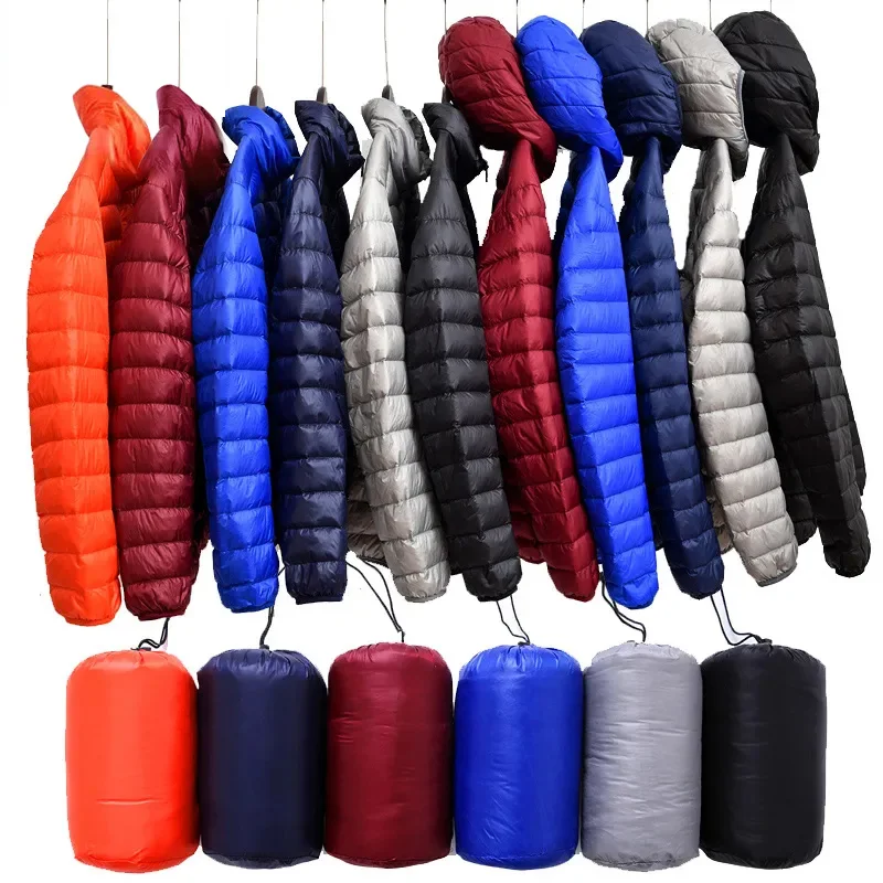 Fitaylor 2021 Men Autumn White Duck Down Jackets Fashion Hooded Plus Size S-7L Ultralight Coat Portable Slim Parkas |