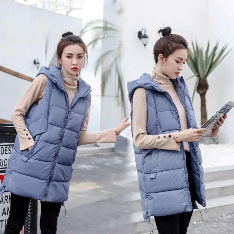 

New Autumn And Winter Women's Vest Loose Mid-Length Women's Waistcoat Large Size Women's Sleeveless Jacket