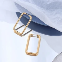 non tarnish free waterproof jewelry stainless steel geometric earring minimalist silver gold color rectangle earring for women