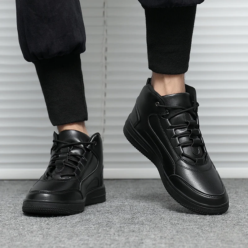 

Classic Men Shoes Autumn Winter High-Top Sneakers Mens Casual Shoes Breathable Black White Leather Shoes Men Zapatos Hombre