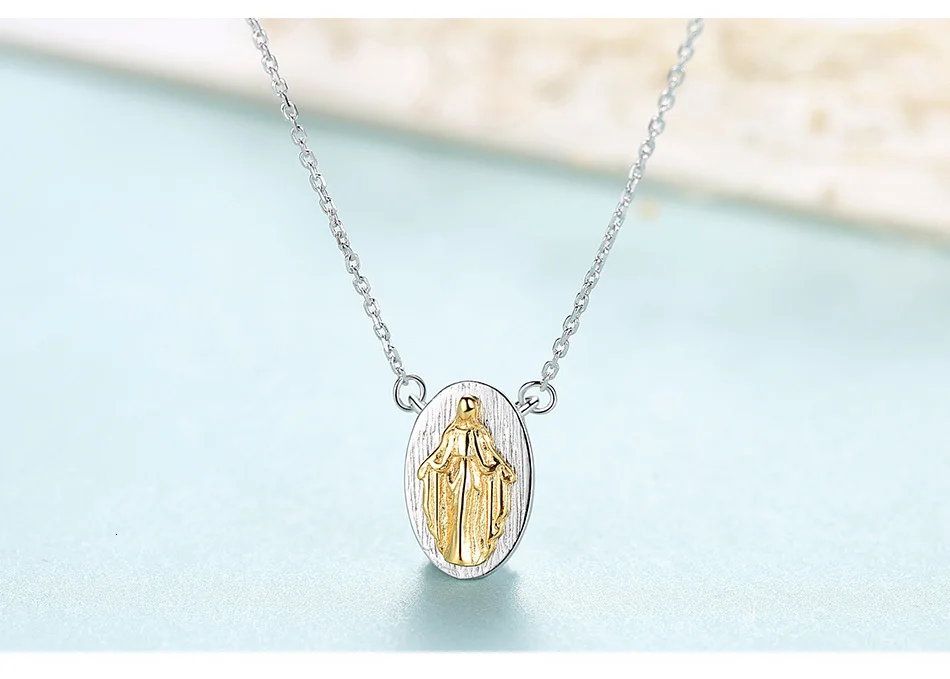 CZCITY религиозная девственница Mary Подвеска Ожерелье для женщин 925 Серебро медальон ожерелье ювелирные изделия католические аксессуары
