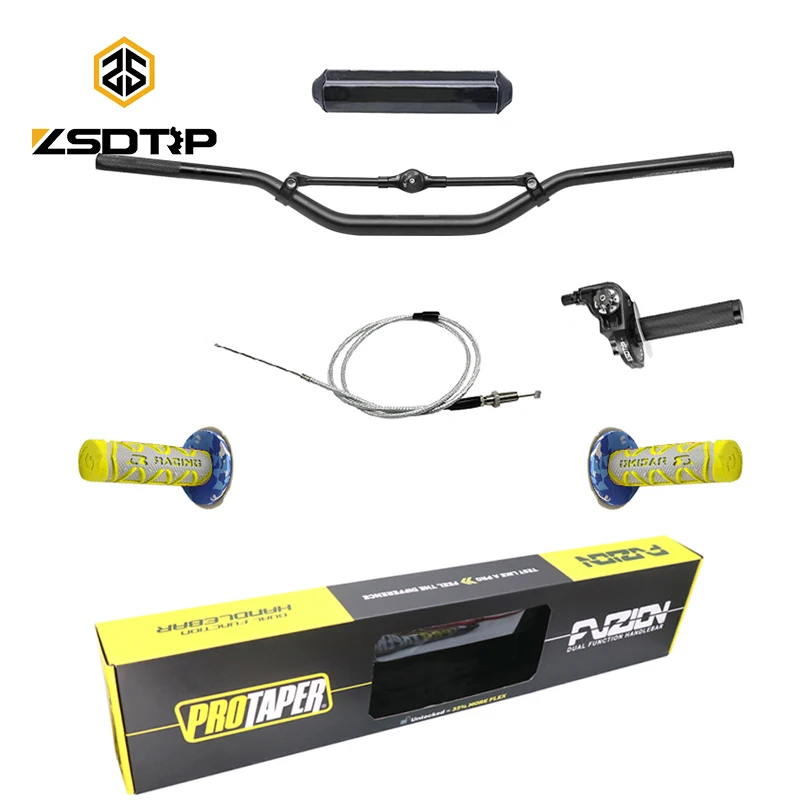 

ZSDTRP Pro Taper Fat Bar 1-1/8" CNC Dirt Bike Motorcross Handle Grips Throttle Cable Racing Handlebar 800mm