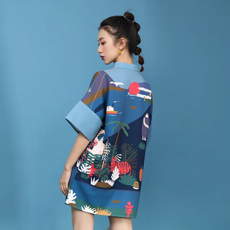 

2021 spring new women's improved cheongsam Chinese style students and girls daily loose national tide short dress women clothing