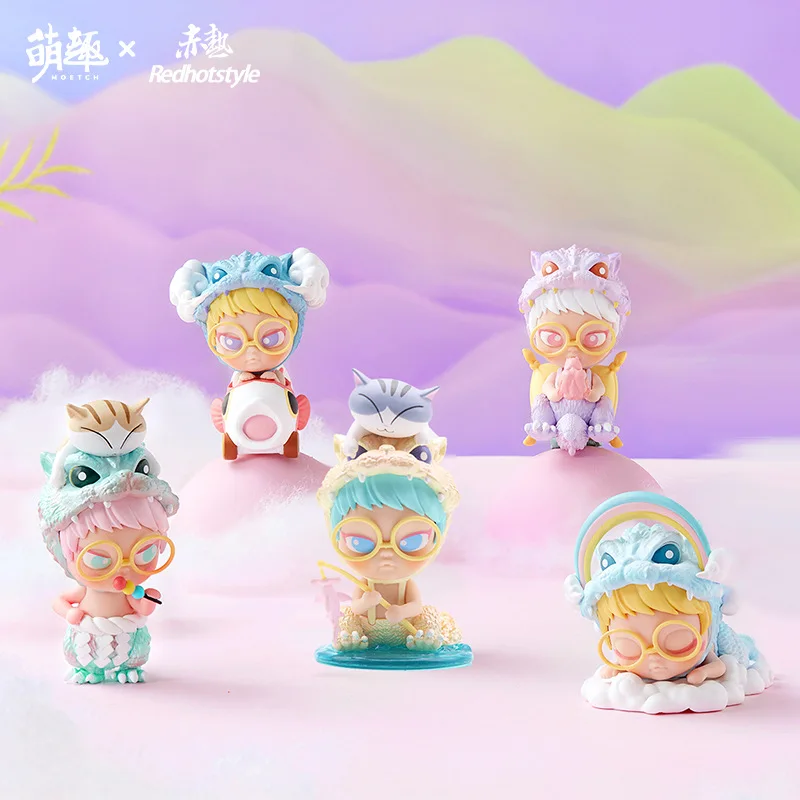 kawaii send badge small puffs puff jungle secret realm series figurines trend blind box hand made trendy play model figure toys free global shipping