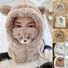 Зимняя ветрозащитная Милая Теплая Флисовая шапка для защиты ушей мягкая утолщенная термозащитная Шапка-бини на все лицо для мужчин женщин мужчин