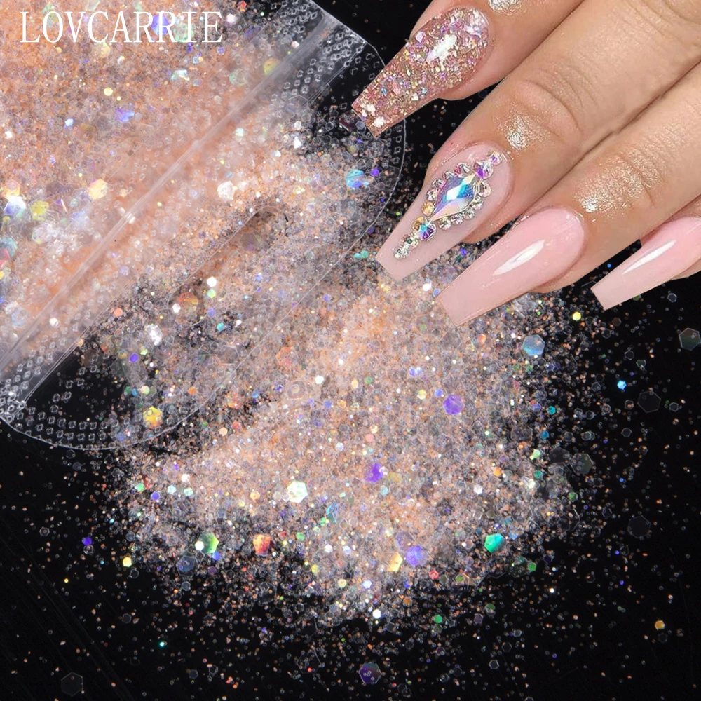 1 Bag Nail Glitter Mix Summer Color Nails Art Sequins Pink Purple White Opal Powder Flakes Supplies for Nails Makeup Decorations