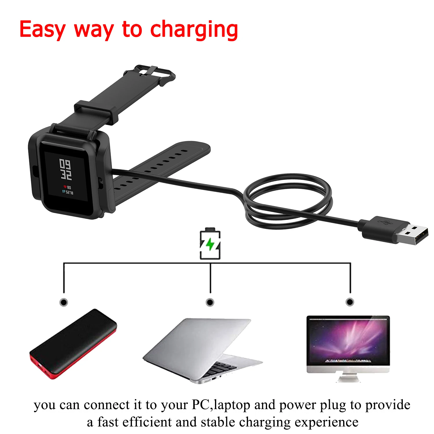 

USB Charger Cradle For Amazfit Bip S A1805 Magnetic Fixed Charging Cable For Amazfit A1916 100mm Dock Station Adapter Accessorie