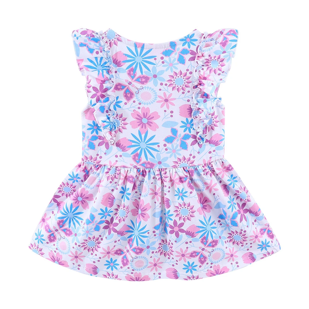 Летнее плиссированное платье с круглым вырезом и цветочным принтом | Детская