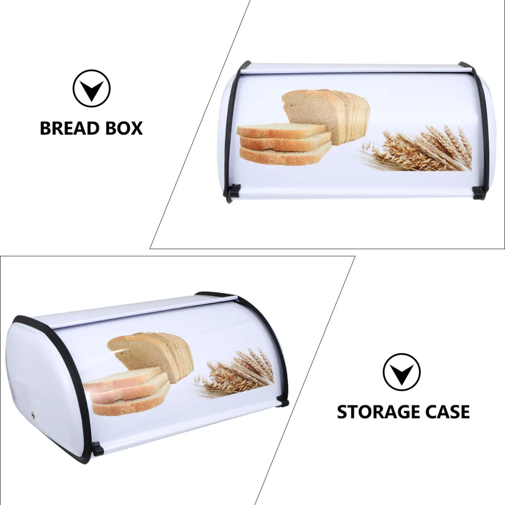 

1Pc Metal Small Drum Bread Box Durable Storage Case Space-saving Storage Box