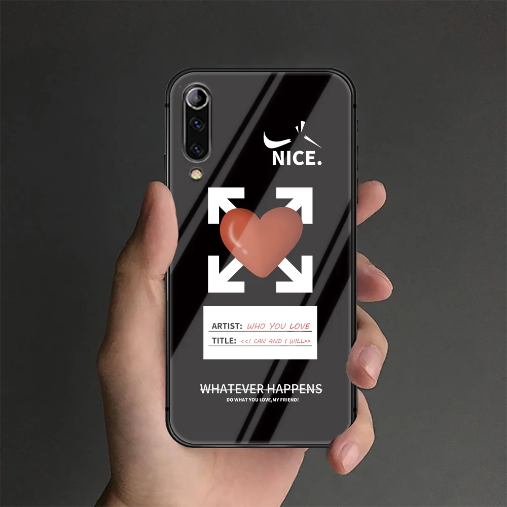 

Off Luxury Brands-Whites Phone Tempered Glass Case Cover For Xiaomi Mi A3 Max3 Note 9 10 I T Pro Lite Ultra Trend Back Black