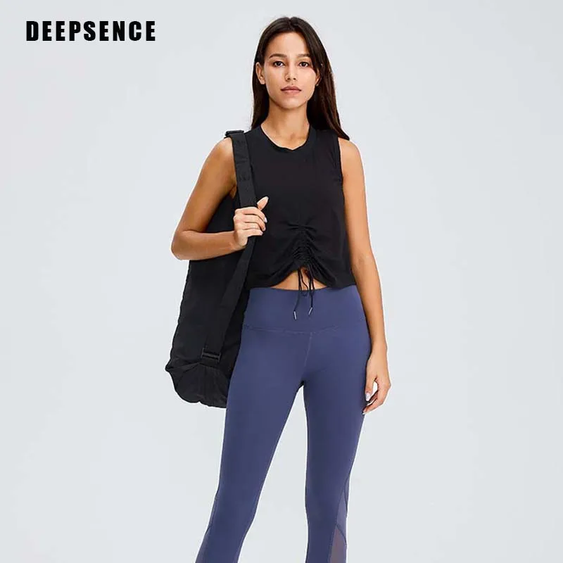 

DEEPSENCE Sleeveless Pleated Yoga Vest,Women Sport Singlet,Athletic Fitness Sport Tank Tops,Gym Running Training Yoga Shirt